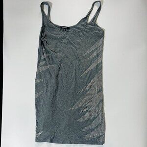 Express women's spaghetti strap gray pullover dress with sequin design size sm
